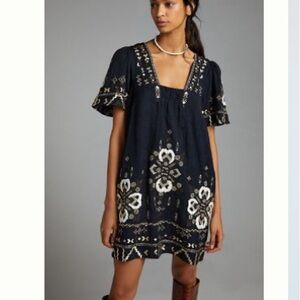 Embroidered Black Dress